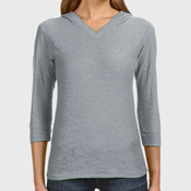 Ladies' 3/4-Sleeve Hooded Slub T-Shirt