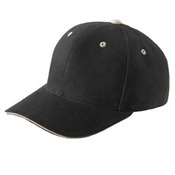 Adult Brushed Cotton Twill 6-Panel Mid-Profile Sandwich Cap