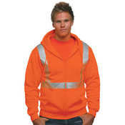 80/20 Heavyweight Hi-Visibility Solid Striping Full-Zip Hooded Sweatshirt