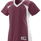 Ladies Polyester Mesh V-Neck Short-Sleeve Jersey