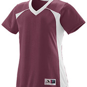 Girls Polyester Mesh V-Neck Short-Sleeve Jersey