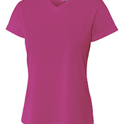 Ladies' Birds-Eye Mesh V-Neck T-Shirt