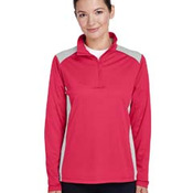 Ladies' Excel Mélange Interlock Performance Quarter-Zip Top