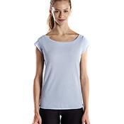 Ladies' 3.8 oz. Cap Sleeve Raw Edge Open Neck